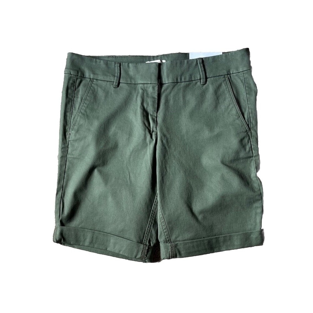 LOFT Bermuda Roll Shorts Olive Green Chino Casual Petite Size 0P NWT